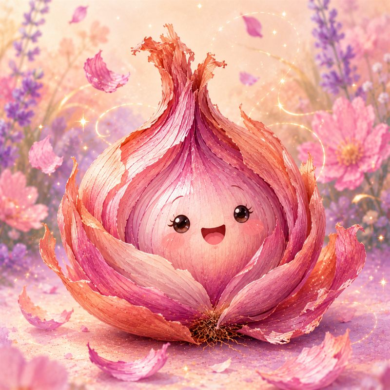 A cheerful shallot showing off its many protective layers